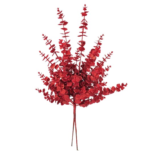 Vickerman 28" Red Artificial Eucalyptus Glitter Sprays, 2ct.